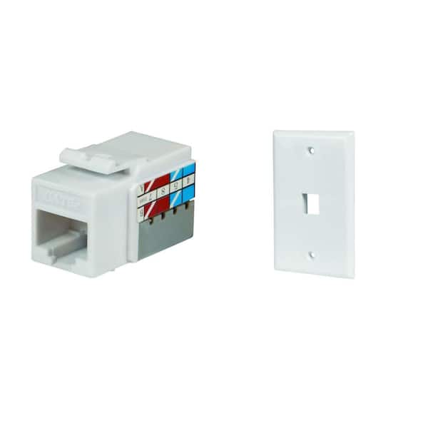 1-Port Wall Plate and (10-Pack) Category 5E Jacks in White