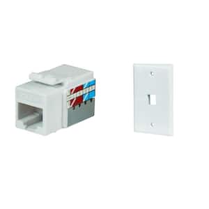 1-Port Wall Plate and (10-Pack) Category 5E Jacks in White