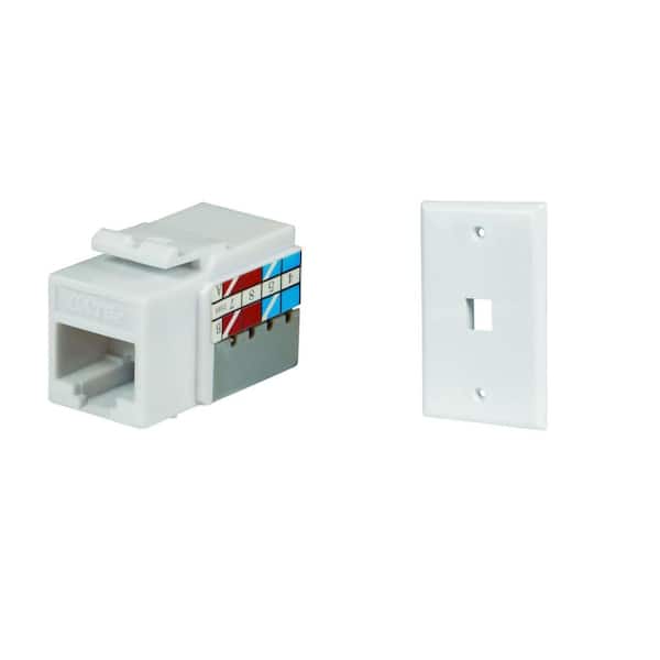Commercial Electric 1-Port Wall Plate and (10-Pack) Category 5E Jacks in White