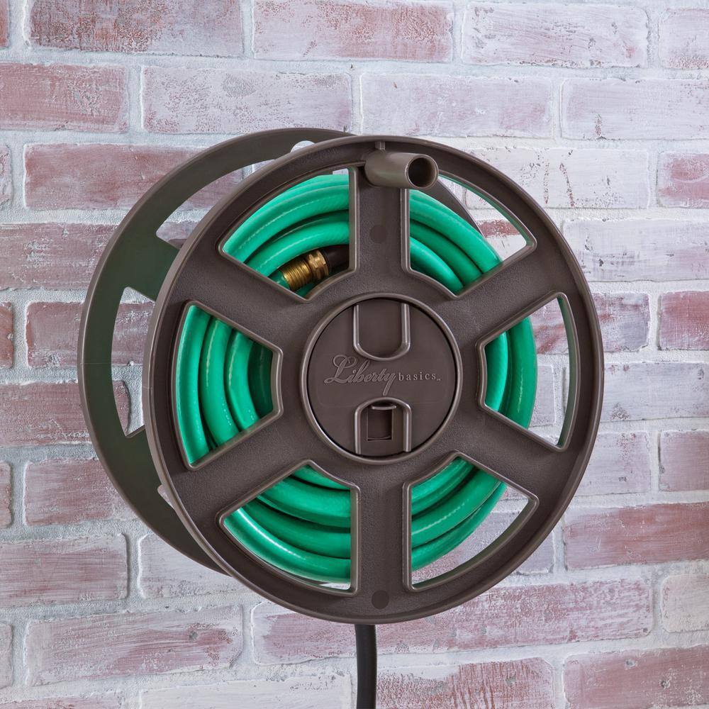 Brown Molded Plastic Wall Mount Hose Reel with Leader Hose
