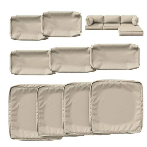 9-Piece 25.6 in. Outdoor Cushion Covers Cream