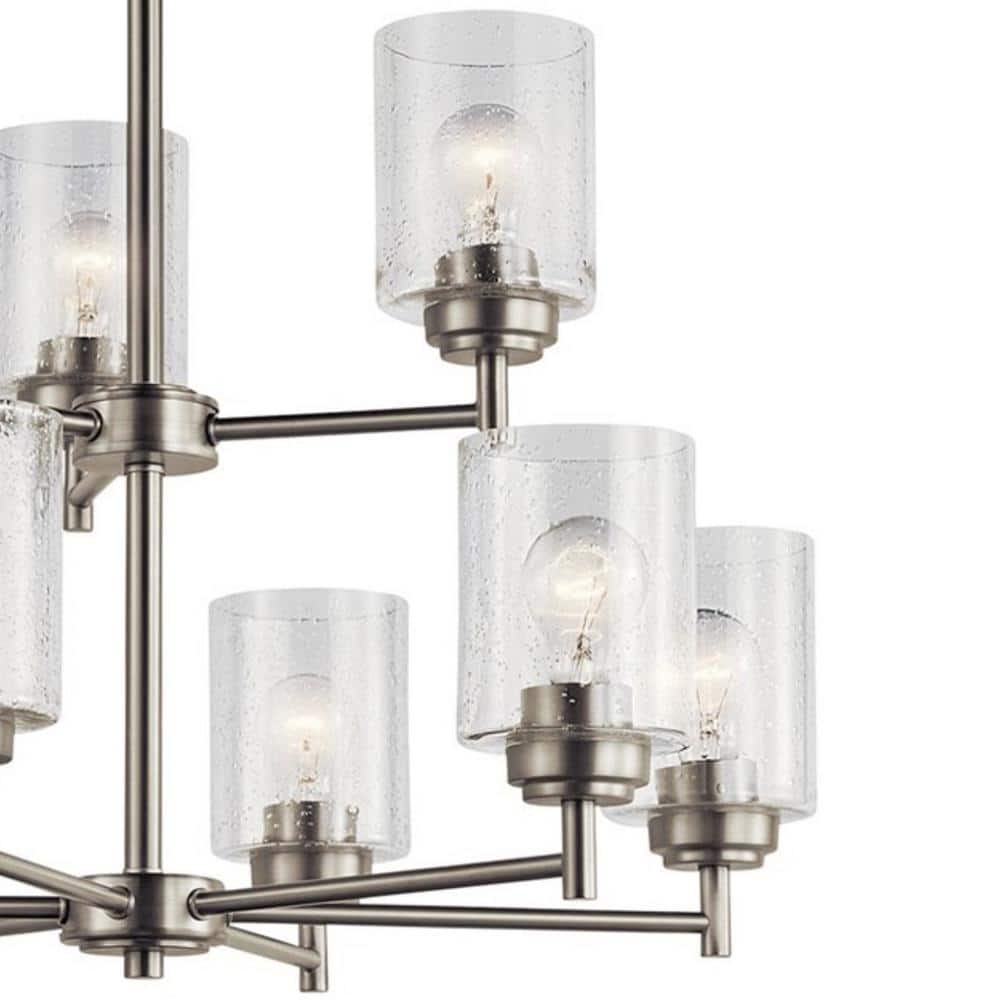 Winslow Transitional 9-Light Black & Nickel Chandelier with Clear Glass