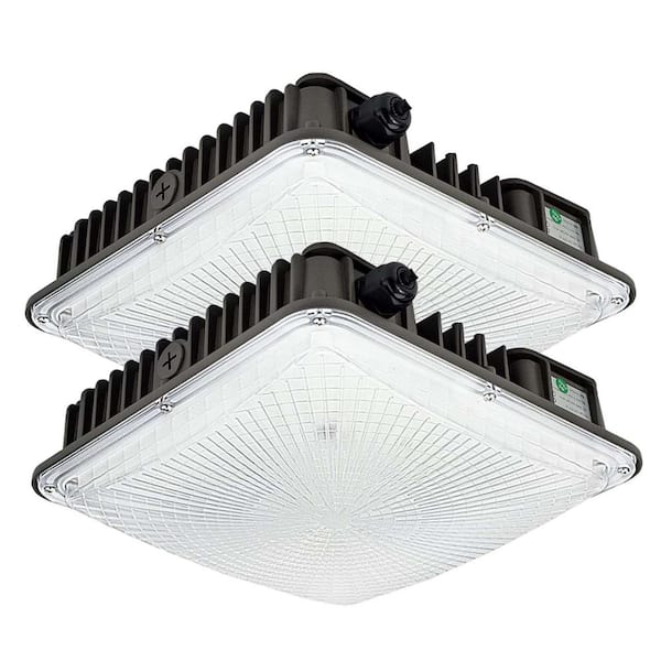 Honbei 350-Watt Equivalent Integrated LED Bronze Canopy Light Fixture, 5000K ETL Listed LED Canopy Light (2-Pack)