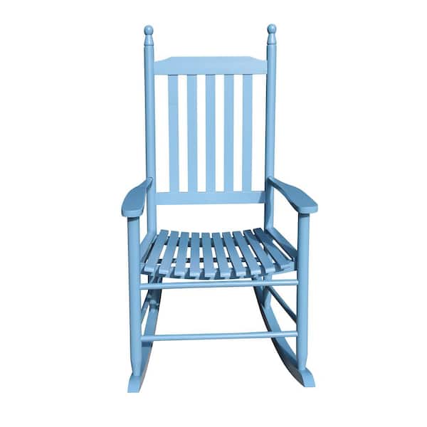 HOTEBIKE Wooden Outdoor Rocking Chair for Balcony, Porch, Blue