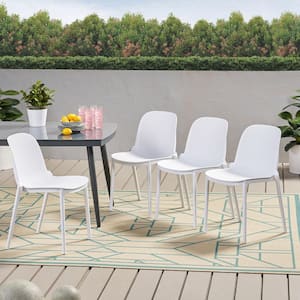Ivy White Stackable Plastic Outdoor Dining Chair (4-Pack)