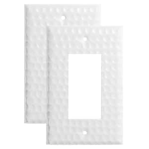 Hammered 1-Gang White Decorator/Rocker Metal Wall Plate (2-Pack)