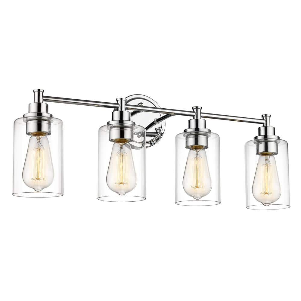 24.75 in. 4-Light Chrome Vanity Light with Clear Glass Shade price history on PriceWatchPro