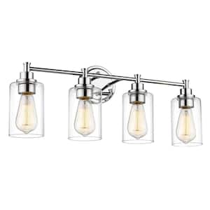24.75 in. 4-Light Chrome Vanity Light with Clear Glass Shade
