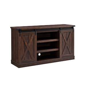 54 in. Espresso Sliding Barn Door Farmhouse TV Stand for TVs up to 65 in.