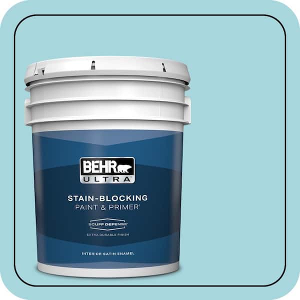 BEHR ULTRA 5 gal. #520C-3 Rapture Blue Extra Durable Satin Enamel Interior Paint & Primer