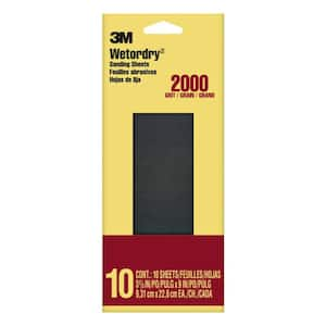 3.7 in. x 9 in. Ultra Fine 2000-Grit Sheet Sandpaper (10-Sheets/Pack)