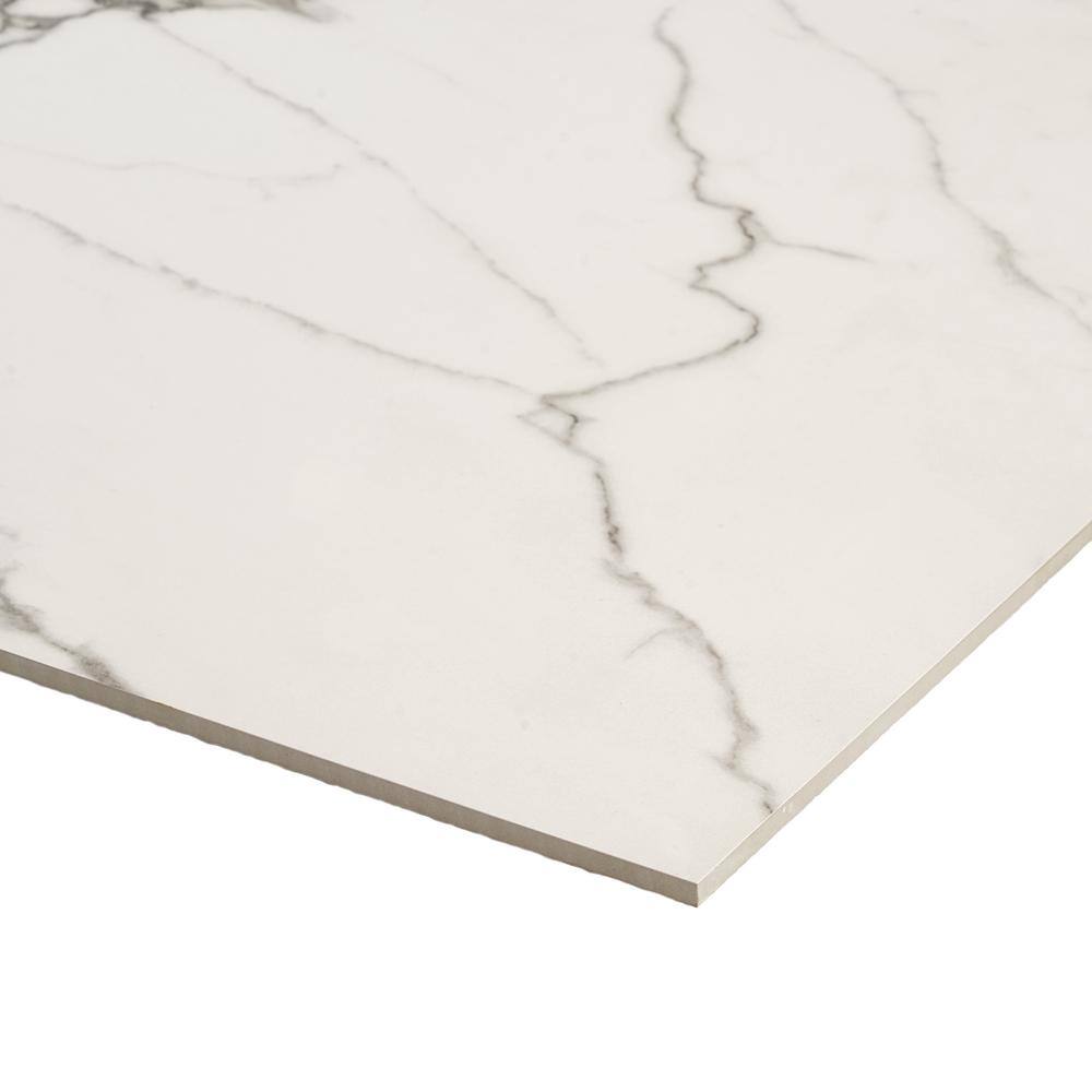 Enigma 24'' x 24'' Matte White Marble Look Porcelain Tile