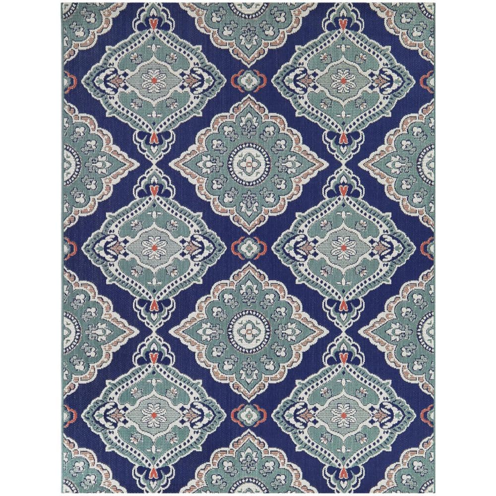 Oak Hill Teal 9 ft. x 12 ft. Medallion Indoor/Outdoor Area Rug price history on PriceWatchPro