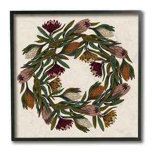 "Wild Thistle Wreath Autumn Harvest Charm" by Daphne Polselli Framed Nature Texturized Art Print 12 in. x 12 in.