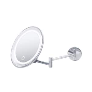 Beauty 7.8 in. W x 7.8 in. H Small Round Lighted Magnifying Bathroom Makeup Mirror in Polished Chrome
