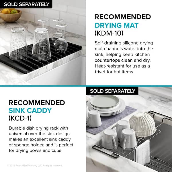 Idea Home XXL Premium Dish Drying Mat 18 x 24 (LARGEST MAT) Microfiber  Kitchen Counter Mat, Dish Drainer, Dual Surface Grey 2 Pack