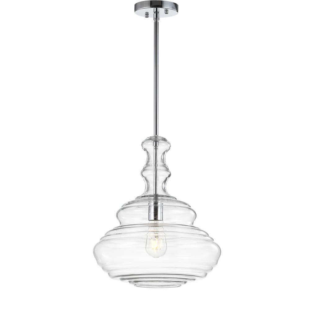 Bettina 13.37" Chrome Polished Clear Glass LED Pendant