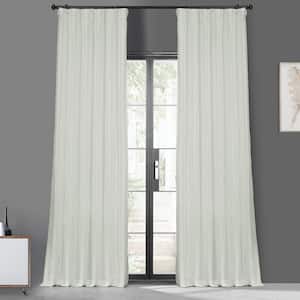 Eggshell Solid Faux Silk Blackout Curtain - 50 in. W x 108 in. L Rod Pocket and Hook Belt Single Window Panel