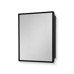 20 in. W x 26 in. H Rectangular Black and Silver Aluminum and Iron Recessed/Surface Mount Medicine Cabinet with Mirror