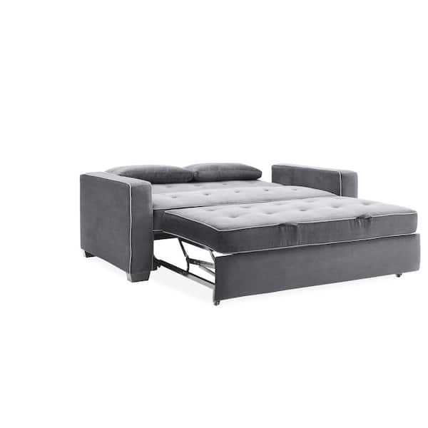 Serta Augustus 38 In Gray Linen 2, Augustine Space Saving Full Or Queen Size Modern Sofa Bed
