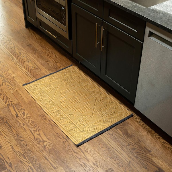 Alma Gold 2 ft. x 3 ft. Moroccan Machine Washable Indoor Area Rug