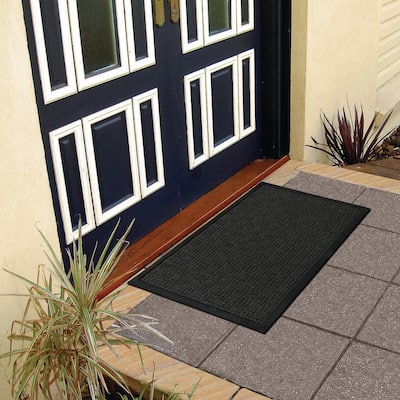 Charcoal 24 in. x 36 in. Loop Carpet Natural Rubber Door Mat