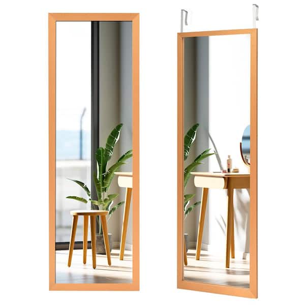 Costway 47.5 in. x 14.5 in. Rectangle Frame Golden Wall Mounted Full Length Mirror