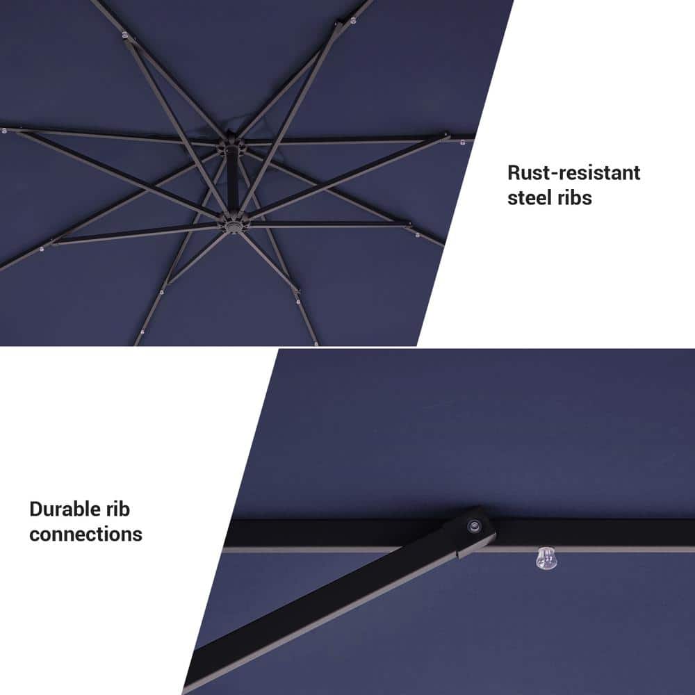 8.5 ft Navy Blue Cantilever Umbrella with Charcoal Grey Steel Pole