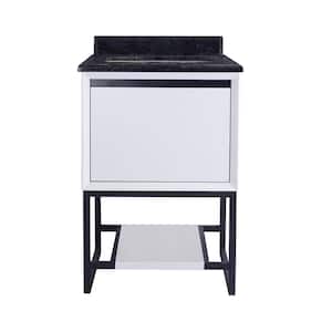 Alto 24 in. W x 22 in. D x 35 in. H Bathroom Vanity in White with Black Wood Marble Top