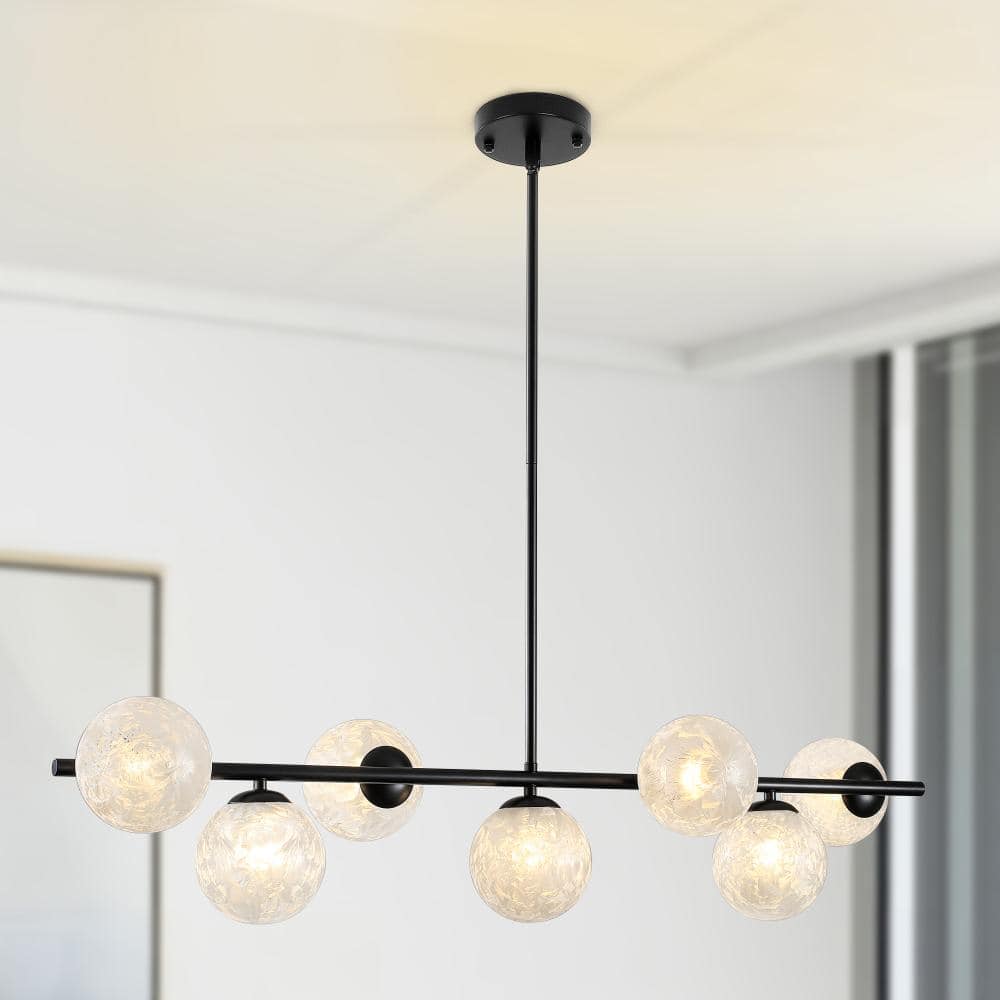 7-Light Dimmable Black Pendant Lighting with Snow White Globe Glass Shades price history on PriceWatchPro