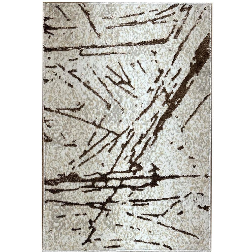 Beige and Grey Polyester Throw Blanket Abstract Theme 1-Piece Rug Set for L
