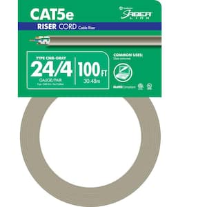 100 ft. Gray 24/4 Solid CU CAT5e CMR (Riser) Data Cable