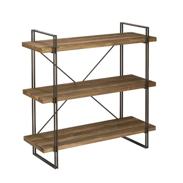 Unbranded 47.24 in. Brown Metal 3-shelf Etagere Bookcase with Open Back