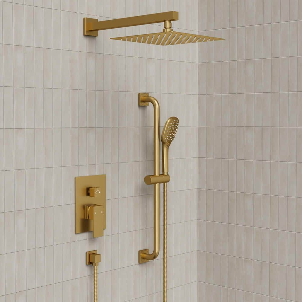 YAWWALK 2-Spray Wall-Mounted Rain Shower System with 10 in. Shower