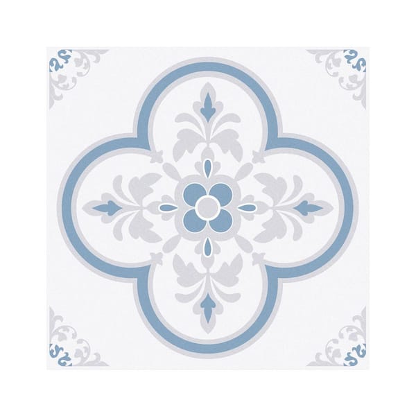 ilemong 7.87 in. x 7.87 in. Peel and Stick Tile Stickers PVC Self-Adhesive Backsplash Tiles for Wall, Bule and White (10-Pack)