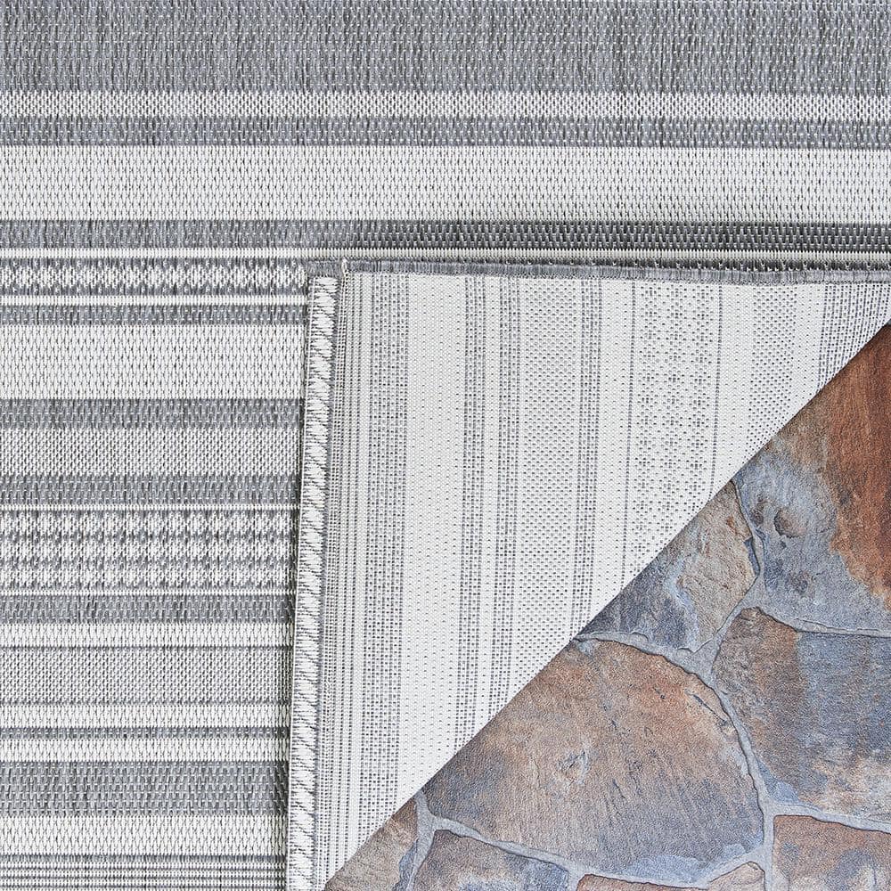 Champagne Grey Flat Woven Synthetic Rectangular Area Rug 6' x 9'