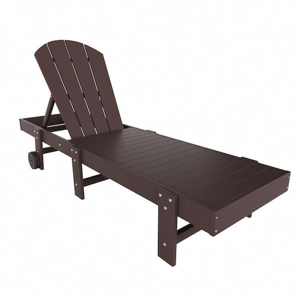 WESTIN OUTDOOR Laguna Dark Brown HDPE Plastic Outdoor Adjustable Adirondack Chaise Lounger With Wheels