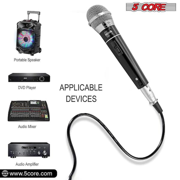 Etokfoks 3pcs Black Premium Vocal Dynamic Cardioid Handheld Microphone with 16 ft. Detachable XLR Cable