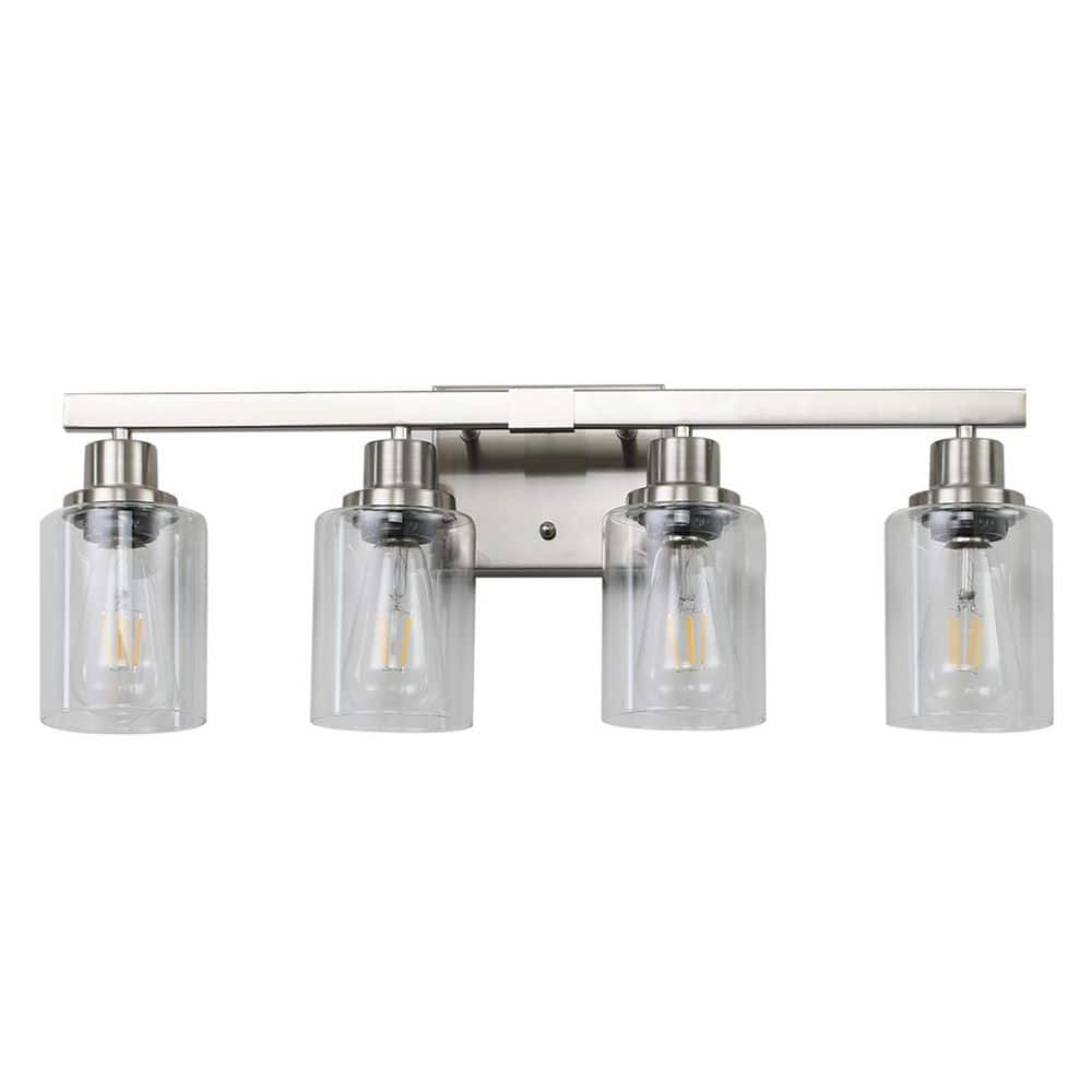 24.2 in. 4-Light Rustic Nickel Bathroom Vanity Light with Clear Glass Shades for Mirror, Vanity (Bulb Not Included) price history on PriceWatchPro