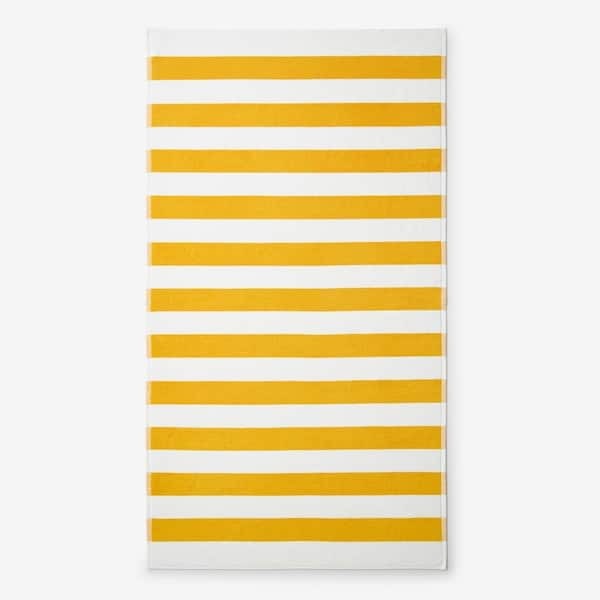 Company Cotton Cabana Stripe Jacquard Yellow Cotton Beach Towel