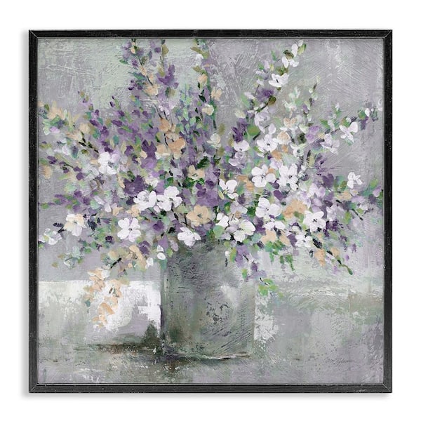 Stupell Industries Blossoming Aster Flower Bouquet by Carol Robinson 1-Piece Black Framed Nature Giclee Art print 24 in. x 24 in.