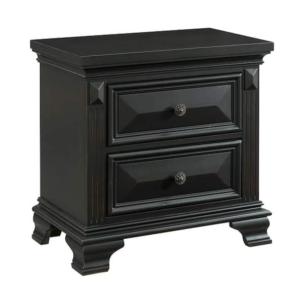 weathered black nightstand