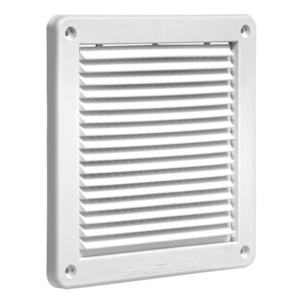 6 in. White Plastic Fresh Air Intake Vent with Mini Louvers and Removable Screen, White
