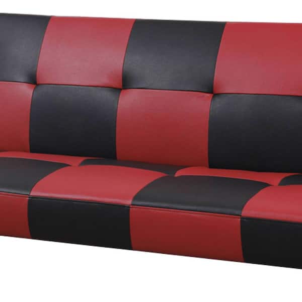 Black Leather Futon Convertible Sofa, Black Leather Futons