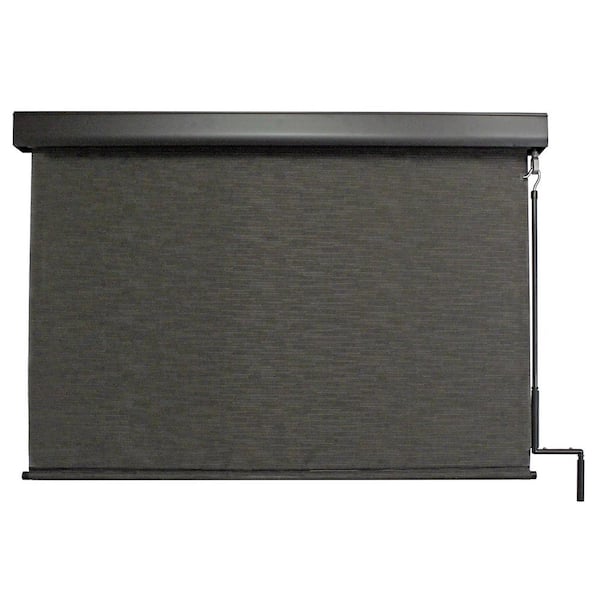 Siesta Dark Brown Cordless Outdoor Patio Roller Shade with Valance 72 in. W x 96 in. L