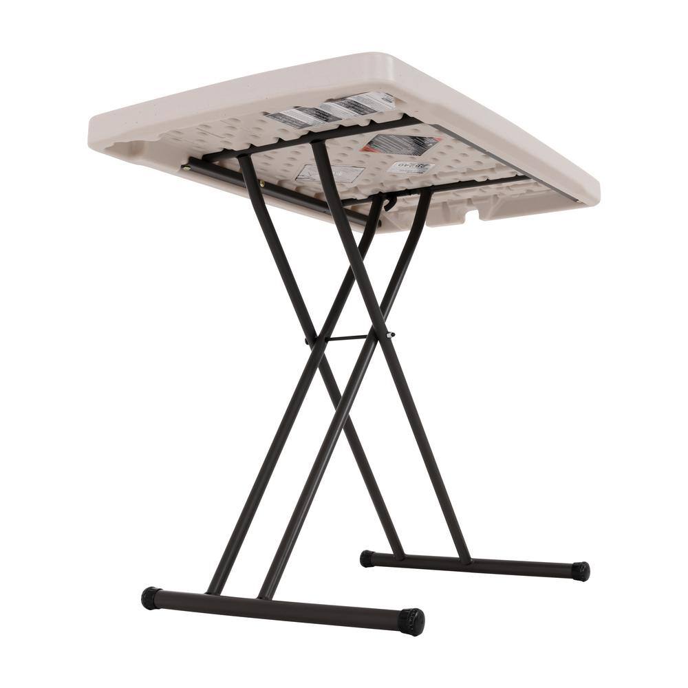 Adjustable Gray Powder-Coated Steel Folding Table with X-Shaped Legs