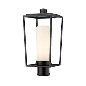 Sheridan 17 in. 1-Light Black Aluminum Hardwired Outdoor Weather Resistant Post Light Round Fitter with No Bulb Included