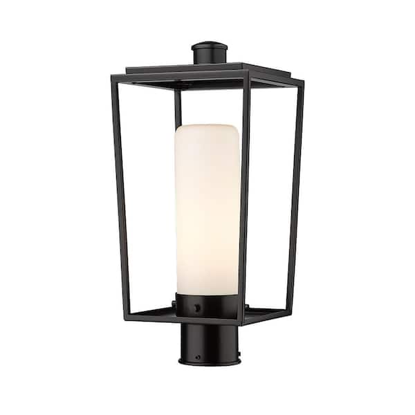 Filament Design Sheridan 17 in. 1-Light Black Aluminum Hardwired Outdoor Weather Resistant Post Light Round Fitter with No Bulb Included