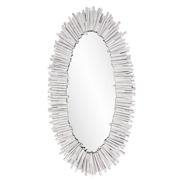 Marley Forrest Oversized Oval White Wash Casual Mirror (71 in. H x 37 in. W)