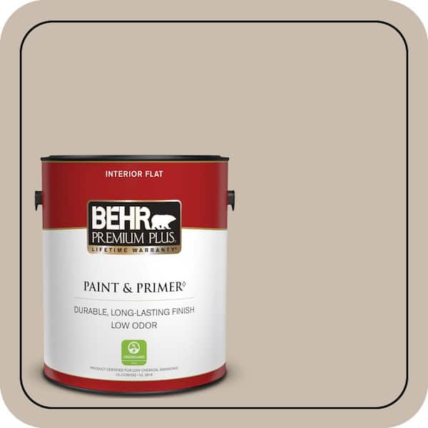 BEHR PREMIUM PLUS 1 gal. #PPU5-13 Creamy Mushroom Flat Low Odor Interior Paint & Primer